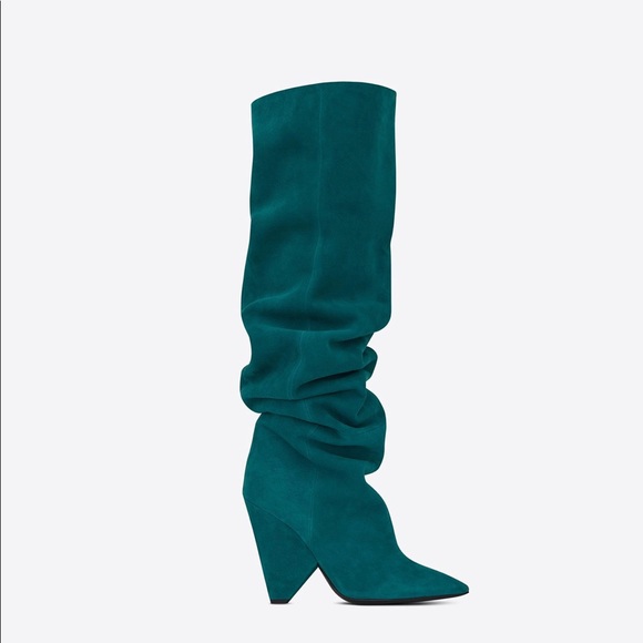 turquoise thigh high boots